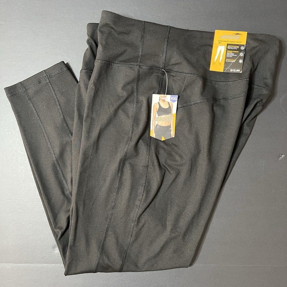 Avia Women's High Waisted Ankle Tight Leggings Size XXL (20) Black NWT